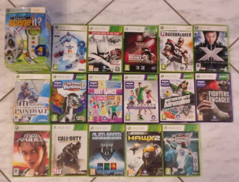 Photo du premier lot de jeux Xbox 360 reçu en janvier 2020.