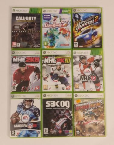 Lot de neuf jeux Xbox 360