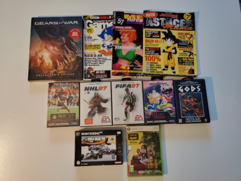 Achats lors d'une bourse de jeux vidéo.